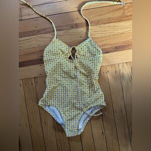 eberjey girls one piece Yellow Patterned Kids Swimsuit open back string size 8